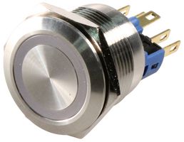 E-SWITCH PV7F2Y0SS-3R3 Vandal Resistant Switch, Stainless Steel Actuator Finish, PV7 Series, 22 mm, SPDT-DB