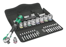 WERA 05004046001 Ratchet Set, Metric, 3/8" Drive, 29 Piece, Zyklop Series