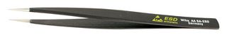 WIHA 44501 Tweezer, ESD, Straight, Pointed, Stainless Steel, 130 mm