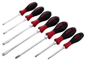 WIHA 53097 Screwdriver Set, Extra Heavy Duty, 7 Pieces of 5.5, 6.5, 8, 10mm Slotted, #1, #2, #3 Phillips