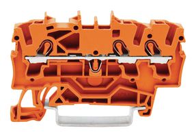 WAGO 2002-1302 DIN Rail Mount Terminal Block, 3 Positions, 22 AWG, 12 AWG, 2.5 mm², Clamp, 24 A