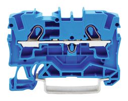 WAGO 2004-1204 DIN Rail Mount Terminal Block, 2 Positions, 20 AWG, 10 AWG, 4 mm², Clamp, 32 A