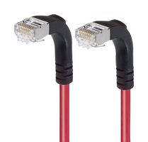 L-COM TRD695SZRA3RD-15 Ethernet Cable, Cat6, 90° RJ45 Plug to 90° RJ45 Plug, FTP (Foiled Twisted Pair), Red, 4.6 m