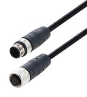 L-COM TRG884-P6B-2M Sensor Cable, M12 Plug, M12 Receptacle, 8 Positions, 2 m, 6.6 ft, TRG884-P6B Series