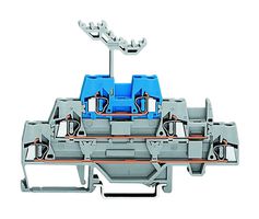 WAGO 280-552 DIN Rail Mount Terminal Block, 6 Positions, 28 AWG, 12 AWG, 2.5 mm², Push In, 20 A