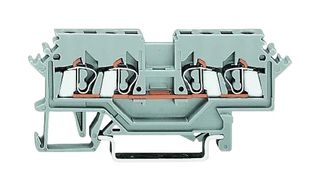 WAGO 280-604 DIN Rail Mount Terminal Block, 4 Positions, 28 AWG, 12 AWG, 2.5 mm², Push In, 24 A