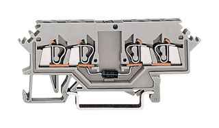 WAGO 280-623/281-411 DIN Rail Mount Terminal Block, 4 Positions, 28 AWG, 14 AWG, 2.5 mm², Clamp, 500 mA