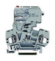 WAGO 281-611/281-542 DIN Rail Mount Terminal Block, 2 Positions, 28 AWG, 12 AWG, 4 mm², Push In, 10 A