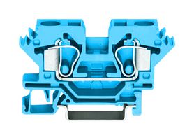 WAGO 284-604 DIN Rail Mount Terminal Block, 2 Positions, 24 AWG, 8 AWG, 10 mm², Push In, 57 A