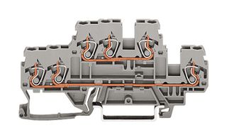 WAGO 870-531 DIN Rail Mount Terminal Block, 6 Positions, 28 AWG, 12 AWG, 2.5 mm², Clamp, 24 A