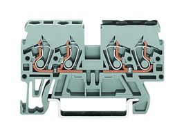 WAGO 870-826 DIN Rail Mount Terminal Block, 4 Positions, 28 AWG, 12 AWG, 2.5 mm², Push In, 24 A