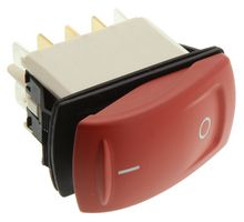 APEM KR46FDKCMG26N04XX03 Rocker Switch, On-On, DPDT, Illuminated, Panel Mount, Red, KR Series