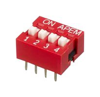 APEM NDS04V DIP / SIP Switch, 4 Circuits, Slide, Through Hole, SPST-NO, 50 V, 100 mA