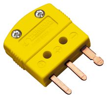 OMEGA MTP-K-M Thermocouple Connector, Miniature, Yellow, MTP Series, 3 Prong, Flat Pin, Type K, Plug