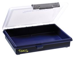 RAACO 136129 Storage Box, General Purpose Storage, 5.7" x 1.3" x 6.9", PP, Transparent/Blue, Assorter Series