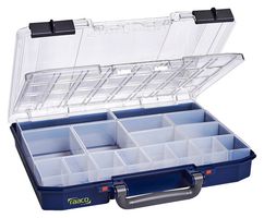 RAACO 145572 Compartment Box, General Purpose, 11" x 2.3" x 13.3", PC/ PP, Transparent/Blue, CarryLite Series