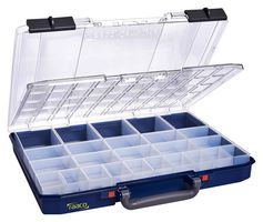 RAACO 145596 Compartment Box, General Purpose, 13" x 2.3" x 16.3", PC/ PP, Transparent/Blue, CarryLite Series
