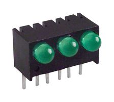 DIALIGHT 551-0207-003F Circuit Board Indicator, Green, 3 LEDs, Through Hole, T-1 (3mm), 10 mA, 16 mcd