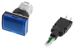 SCHNEIDER ELECTRIC XB6DV6GB LED Panel Mount Indicator, Blue, 120 V, 16 mm, 15 mA, IP65, NEMA 4, NEMA 4X, NEMA 13