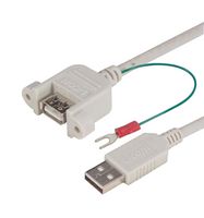 L-COM UPMAAGND-1M Cable USB, Plug tipo A a receptáculo tipo A + terminal de pala, 1 m, 3.3 ft, USB 2.0, Gris claro