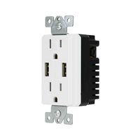 DATACOMM ELECTRONICS 48-0204-WH Tomacorriente con Cargador de USB, 15 A, 125 V, 2 Puertos