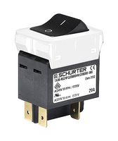 SCHURTER 3-128-235 Thermal Circuit Breaker, TA36 Rocker Series, 10 A, 2 Pole, 60 V, 240 V, Panel