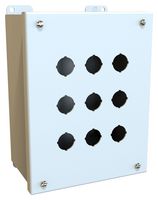 HAMMOND MPB9LG Metal Enclosure, 9 Holes, Push Button, Steel, 216 mm, 165 mm, 108 mm, IP54