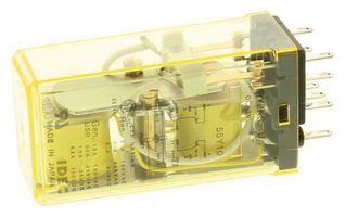 IDEC RY2KS-UDC12V Power Relay, DPDT, 12 VDC, 3 A, RY Series, Socket, Latching Single Coil