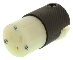 HUBBELL WIRING DEVICES HBL8219C Power Entry Connector, Hospital Grade Power Entry, 15 A, Black, White, Nylon (Polyamide) Body
