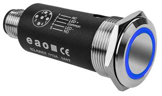 EAO 82-6657.2124 Interruptor (Switch) Antivandalismo, 82 Series, 22 mm, SPDT, Sostenido, Al Ras Redondo, Natural