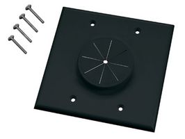 MIDLITE PRODUCTS 2GBK-GR2 Double Gang Wireport Cable Pass Through Wall Plate with Grommet - Black