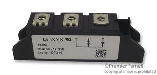 IXYS SEMICONDUCTOR MDD56-16N1B Módulo de Diodos, 1.6 kV, 71 A, 1.21 V, Serie doble, TO-240AA, 3 Pines