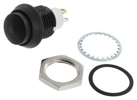 C&K COMPONENTS AP2E202TZBE Industrial Pushbutton Switch, AP Series, 13.8 mm, SPST-NO, Momentary, Round, Black