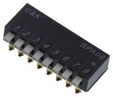 C&K COMPONENTS BPA08SBR DIP / SIP Switch, 8 Circuits, Piano Key, Surface Mount, SPST, 5 V, 100 mA
