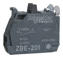 SCHNEIDER ELECTRIC ZBE201 Contact Block, Harmony XB4/XB5 Series Pushbuttons & Pilot Lights, 1P, SPST-NO, 6A/120V, Screw Clamp