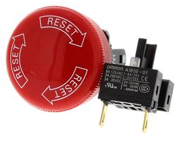 OMRON INDUSTRIAL AUTOMATION A165E-S Switch Actuator, Operation Unit/Round/30mm, Omron A165E Series Emergency Stop Switches, IP65