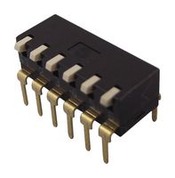 OMRON ELECTRONIC COMPONENTS A6TR-6104 Interruptor DIP / SIP, Bajo Perfil, 6 Circuitos, Tecla de Piano, Through Hole, SPST, 24 V, 25 mA