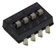 C&K COMPONENTS SDA04H1SBD DIP / SIP Switch, 4 Circuits, Slide, Surface Mount, SPST, 5 V, 100 mA