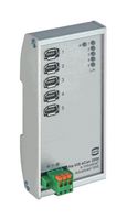 HARTING 24144050000 Interruptor, 5 Puertos, Industrial, Gigabit Ethernet no Gestionado, Rail DIN, 5 x RJ45