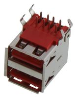 SAMTEC USBR-A-D-F-O-TH USB Stacked Connector, USB Type A, USB 2.0, 4 Positions, Right Angle, Phosphor Bronze