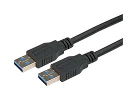 L-COM CAU3ZAA-05M USB Cable, Type A Plug to Type A Plug, 500 mm, 19.7 ", USB 3.0, Black