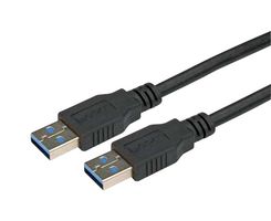 L-COM CAU3ZAA-2M USB Cable, Type A Plug to Type A Plug, 2 m, 6.6 ft, USB 3.0, Black