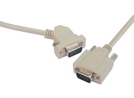 L-COM CSMN459-2MM-25 Computer Cable, D Sub 9 Position Plug, 45° D Sub 9 Position Plug, 25 ft, 7.6 m, Light Gray