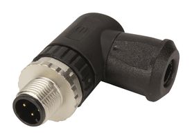 HARTING 21033193401 Sensor Connector, M12, Plug, 4 Contacts, Screw Pin, Right Angle Cable Mount