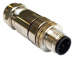 BULGIN LIMITED PXMBNI12FIM04DSCPG9 Sensor Connector, Buccaneer M12 Series, M12, Male, 4 Positions, Solder Pin, Straight Cable Mount
