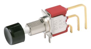 C&K COMPONENTS 8168LH9AV3GE2 Pushbutton Switch, Sealed, 8060 Series, SPDT, On-(On), Round, Black