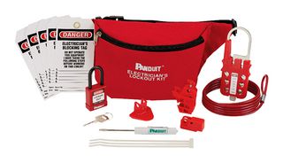 PANDUIT PSL-PK-EAP Electrician Lockout Kit, 12 PC, 6.5" H x 8" W, Red