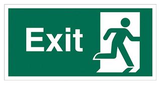 DURATOOL DT000225 Safety Sign, Emergency Exit, Exit Running Man Right, Vinyl, 200 mm, 400 mm, Green on White