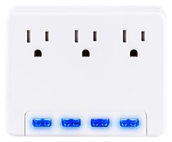 CYBER POWER SYSTEMS P3WU USB Charger Receptacle, 125 V, 4 Ports, USB Type A