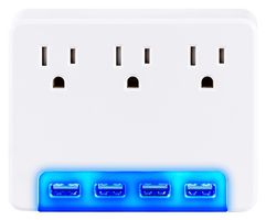 CYBER POWER SYSTEMS P3WUH USB Charger Receptacle, 125 V, 4 Ports, USB Type A